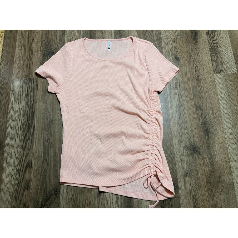 Zengjo Shirt, Women's Size Large, Pink, Side Ruched, Short Sleeve